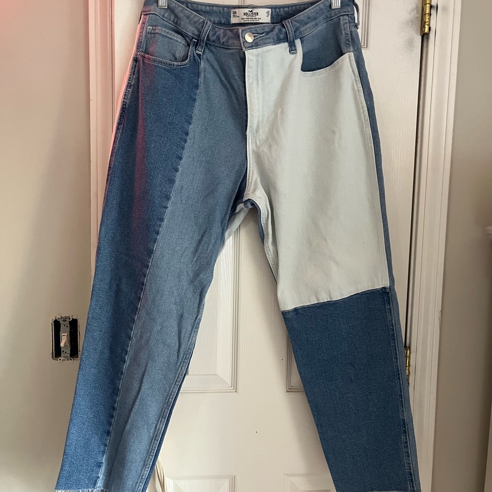 Hollister Men's Patchwork Blue Jeans